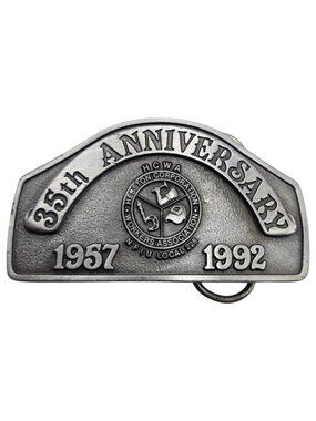 1992 Hesston Corp belt Buckle 35th Anniversary Kansas Promotional HCWA Vintage